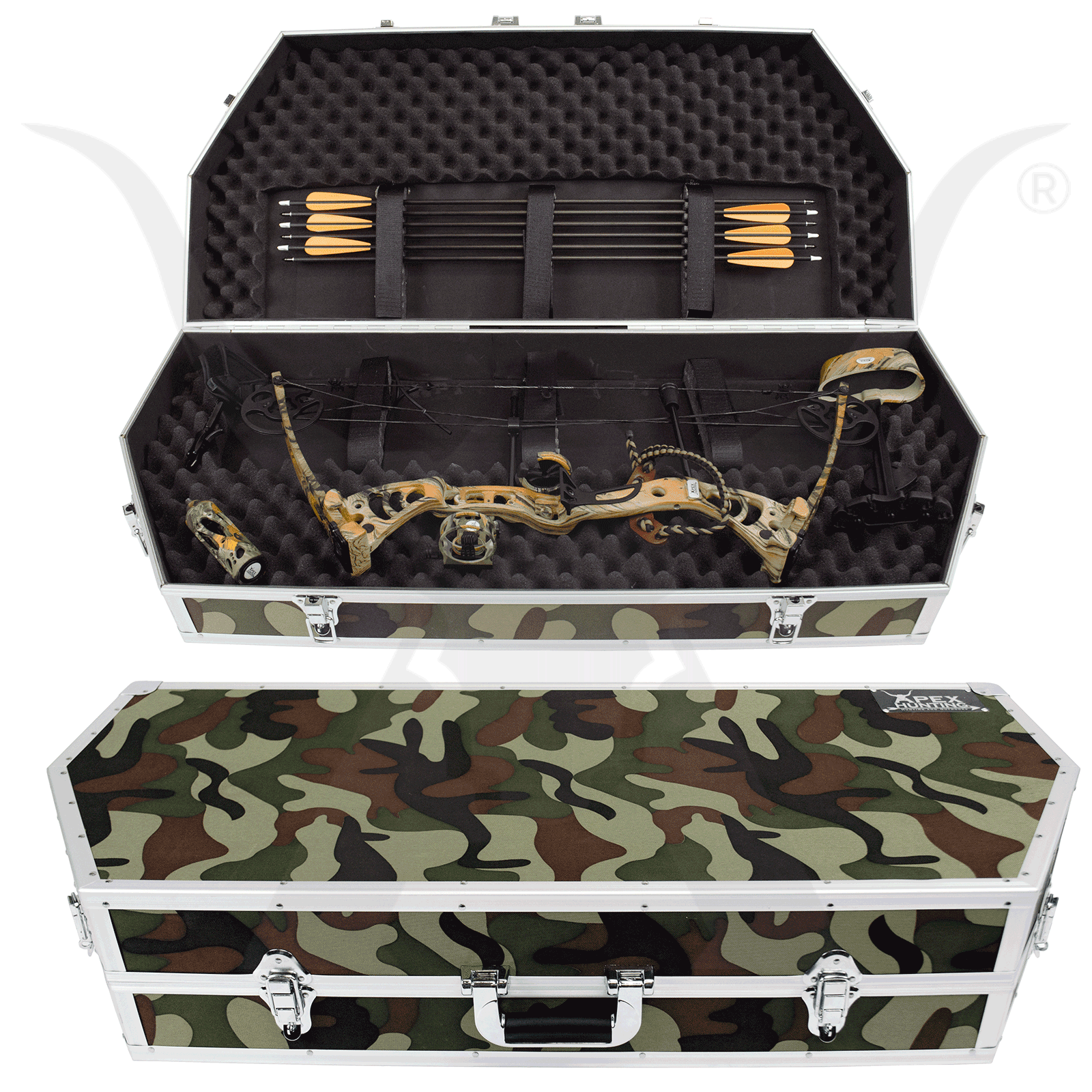 DELUXE HARD CAMO BOW CASE FOR COMPOUND BOW FULLY PADDED LOCKABLE