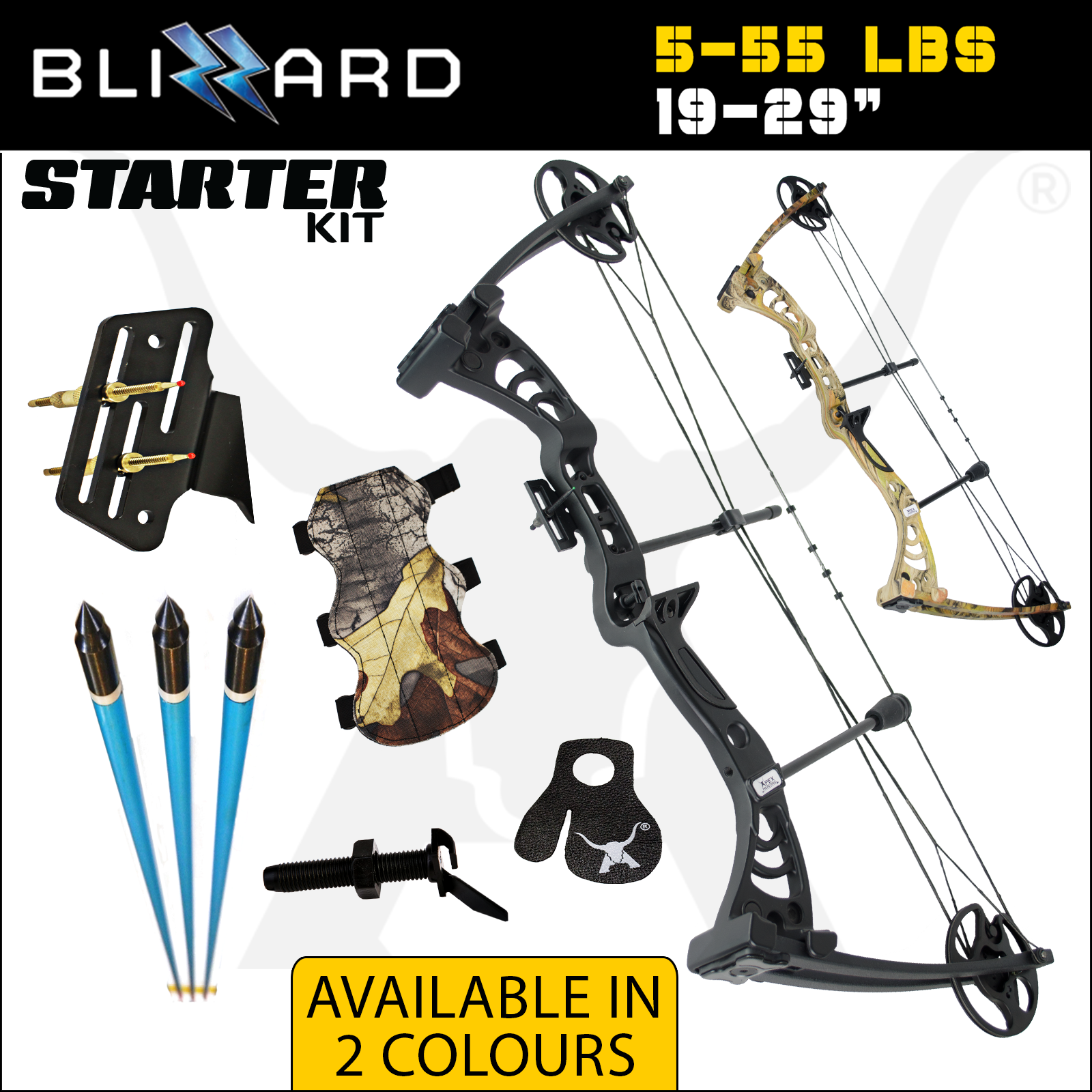 BLIZZARD 5 55 LBS STARTER Compound Bow Kit Archery Bow Hunting eBay